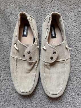 Men’s Beige Canvas Boat Shoes